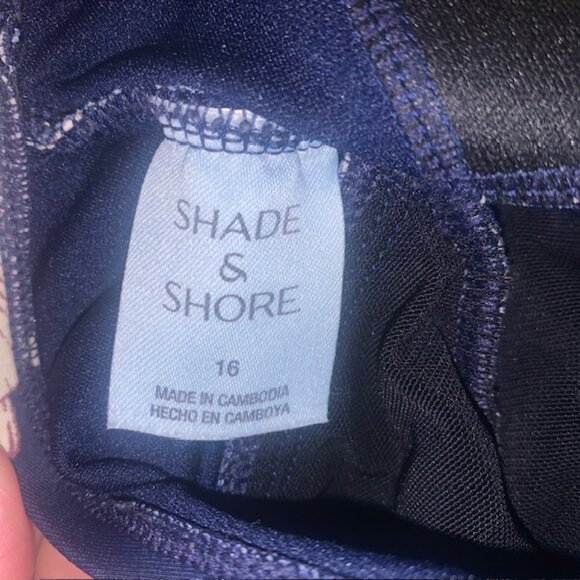 Shade & Shore Navy Floral One-Piece tummy control Swimsuit – Size 16 (Plus Size) - Picture 7 of 11